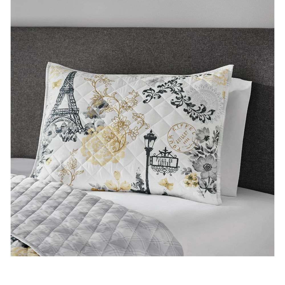Mainstays Multicolor Classic Paris Reversible Microfiber Sham, King Sham